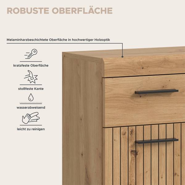 Unterschrank Scout 88 cm Eiche Artisan Dekor - Breite: 74 cm