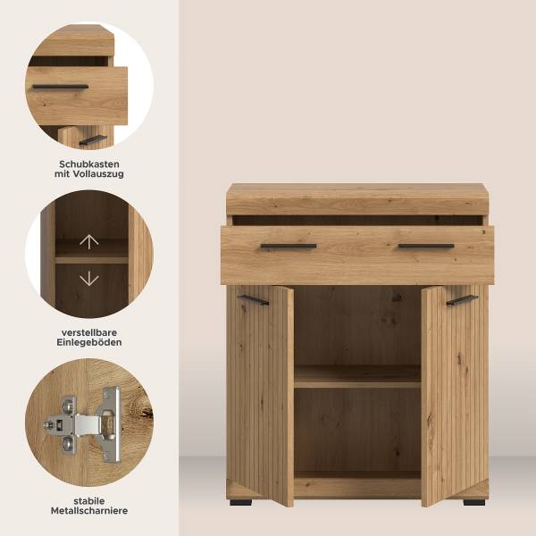 Unterschrank Scout 88 cm Eiche Artisan Dekor - Breite: 74 cm