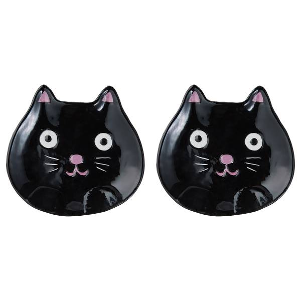 Set 2 piatti HALLOWEEN Gatto Dolomite - Nero