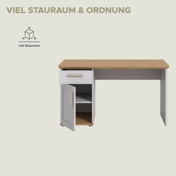 Schreibtisch Verona Lärche Weiß Dekor / Eiche Artisan Dekor