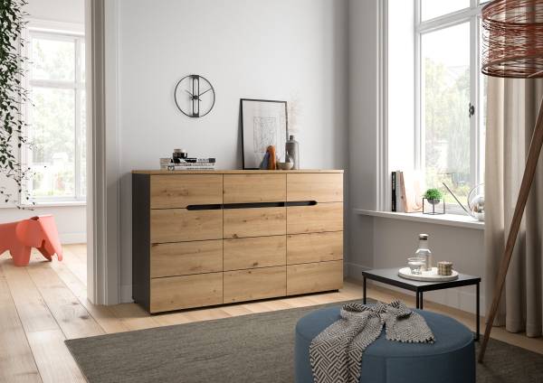 Sideboard Canu - 130 cm Eiche Artisan Dekor / Anthrazit