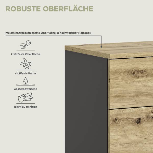 Sideboard Canu - 130 cm Eiche Artisan Dekor / Anthrazit