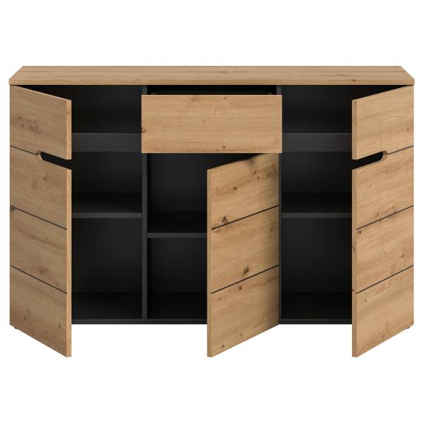 Sideboard Canu - 130 cm Eiche Artisan Dekor / Anthrazit