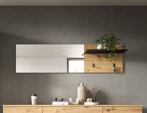 Spiegel Canu met plank Artisan eikenlook/antracietkleurig