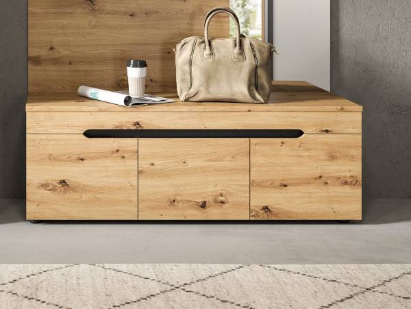 Garderobenbank Canu - 120 cm Eiche Artisan Dekor / Anthrazit