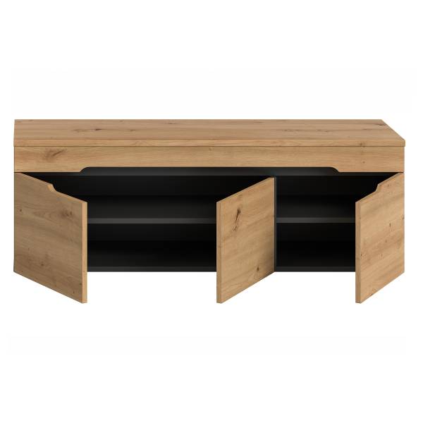 Garderobenbank Canu - 120 cm Eiche Artisan Dekor / Anthrazit