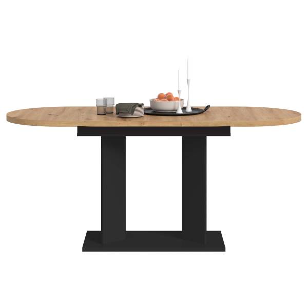 Ausziehbarer Esstisch Gustav Oval Eiche Artisan Dekor / Schwarz