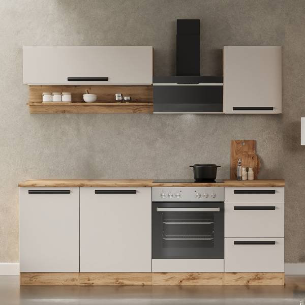 Cucina AVEIRO Cashmere / Effetto rovere - Larghezza: 220 cm