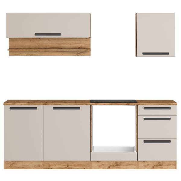 Cucina AVEIRO Cashmere / Effetto rovere - Larghezza: 220 cm