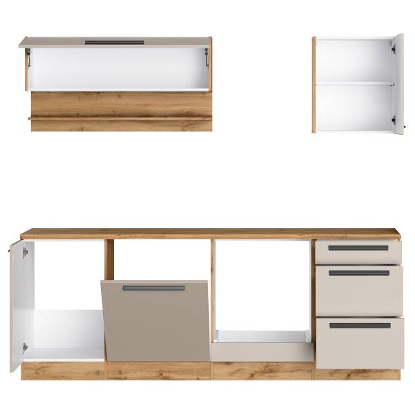 Cucina AVEIRO Cashmere / Effetto rovere - Larghezza: 220 cm