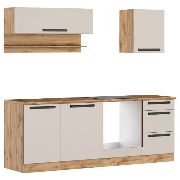 Cucina AVEIRO Cashmere / Effetto rovere - Larghezza: 220 cm