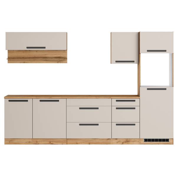 Keukenblok autark AVEIRO cashmere/Wotan eikenlook - Breedte: 300 cm