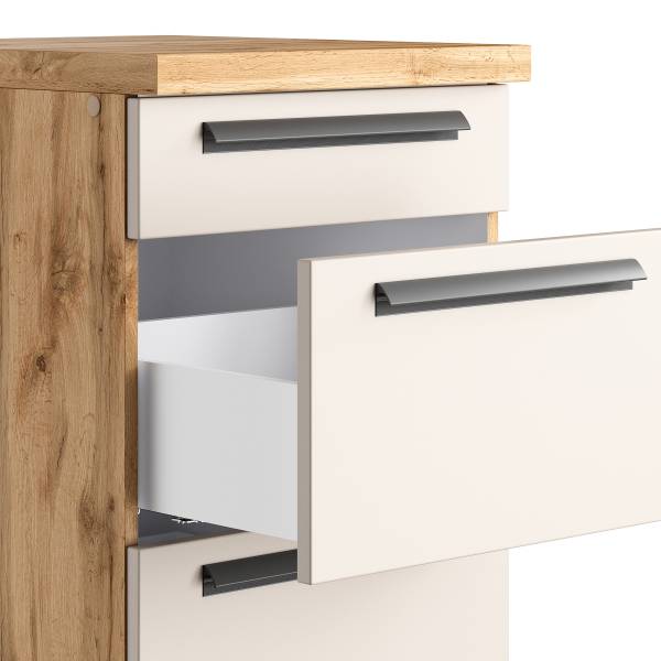 Keukenblok autark AVEIRO cashmere/Wotan eikenlook - Breedte: 300 cm