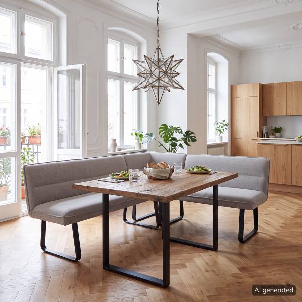 Eckbank PAAMA Beige - Chenille - Eisen - 213 x 86 x 167 cm