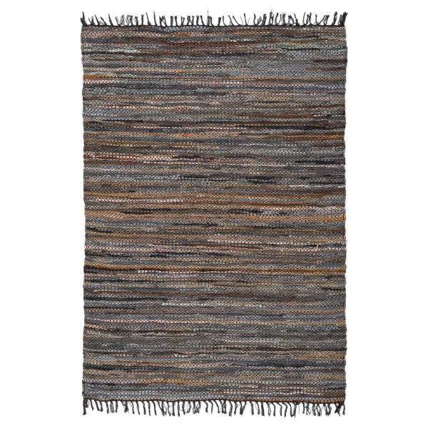 Kurzflorteppich Sonipat 110 Leder /  Baumwolle - 120 x 180 cm