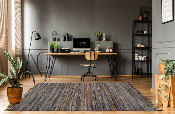 Kurzflorteppich Sonipat 110 Leder /  Baumwolle - 120 x 180 cm