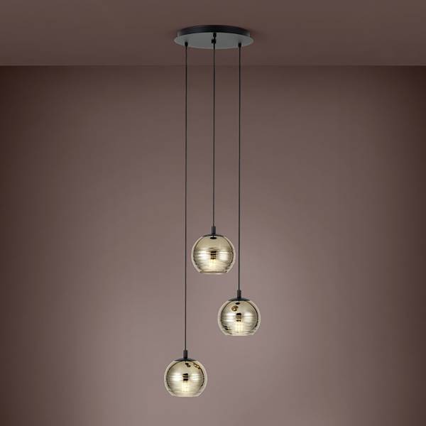 Lampada a sospensione Lemorieta A Acciaio / Vetro colorato - Nero - Numero di lampadine necessarie: 3