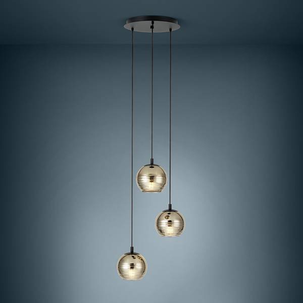 Lampada a sospensione Lemorieta A Acciaio / Vetro colorato - Nero - Numero di lampadine necessarie: 3