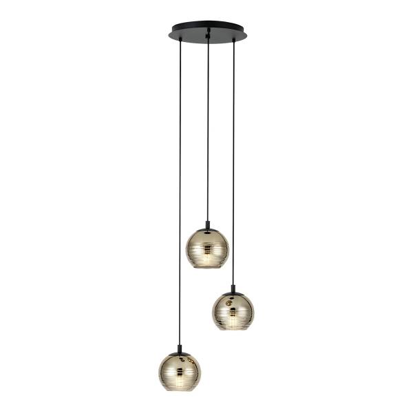 Lampada a sospensione Lemorieta A Acciaio / Vetro colorato - Nero - Numero di lampadine necessarie: 3