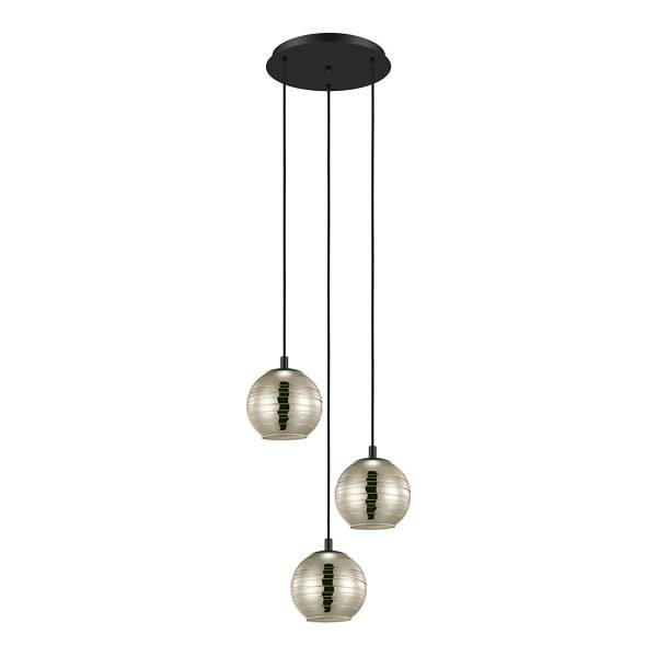 Lampada a sospensione Lemorieta A Acciaio / Vetro colorato - Nero - Numero di lampadine necessarie: 3