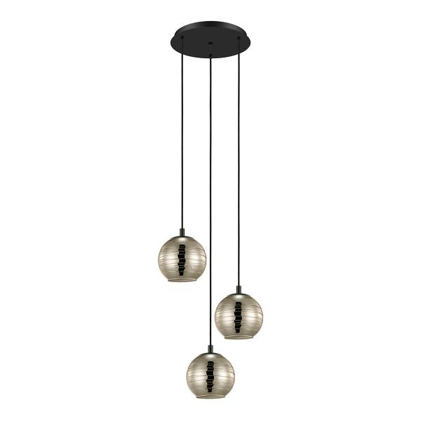 Lampada a sospensione Lemorieta A Acciaio / Vetro colorato - Nero - Numero di lampadine necessarie: 3