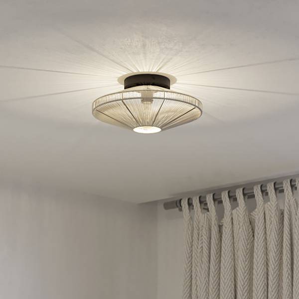 Plafondlamp Midsumer staal/mengweefsel - crèmekleurig - 1-lichts