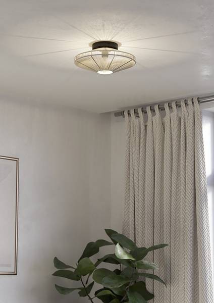 Plafondlamp Midsumer staal/mengweefsel - crèmekleurig - 1-lichts