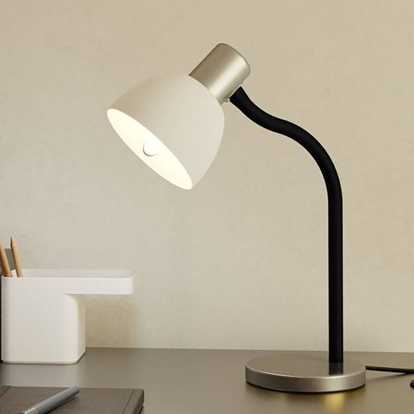 Lampada da tavolo Macere Acciaio / Vetro color latte - 1 punto luce - Argento