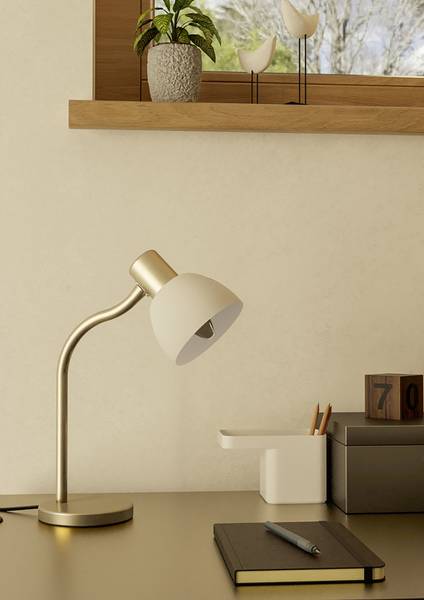 Lampada da tavolo Macere Acciaio / Vetro color latte - 1 punto luce - Argento