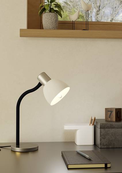 Lampada da tavolo Macere Acciaio / Vetro color latte - 1 punto luce - Argento