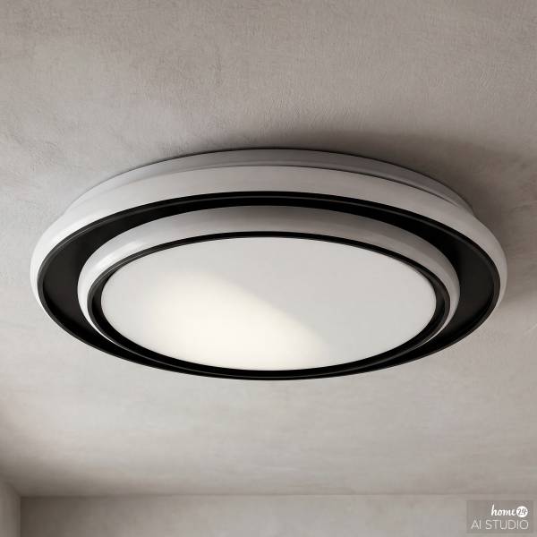 LED-plafondlamp Moschetta staal - 1-lichts - zwart/wit - Diameter: 40 cm