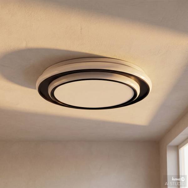 LED-plafondlamp Moschetta staal - 1-lichts - zwart/wit - Diameter: 40 cm