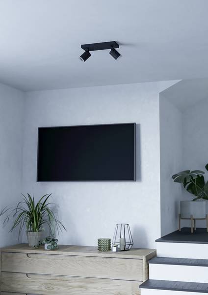 Lampada da soffitto LED Melitello-Z Alluminio / Acciaio - Nero - Numero di lampadine necessarie: 2
