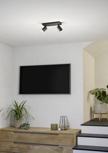 Lampada da soffitto LED Melitello-Z Alluminio / Acciaio - Nero - Numero di lampadine necessarie: 2