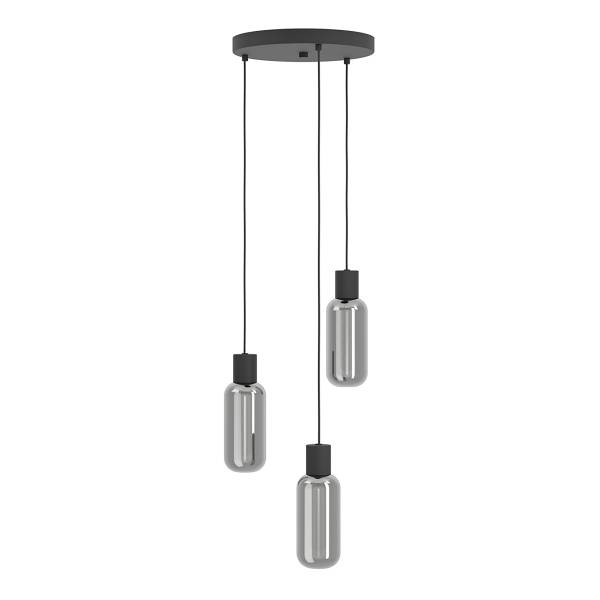 Pendelleuchte Maione Typ A Stahl / Rauchglas - Schwarz - 3-flammig
