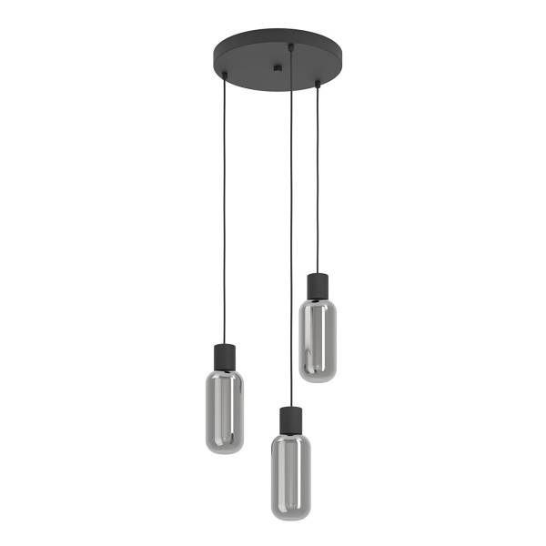 Pendelleuchte Maione Typ A Stahl / Rauchglas - Schwarz - 3-flammig