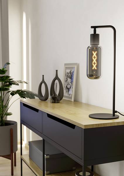 Tafellamp Maione staal/rookglas - zwart - 1-lichts