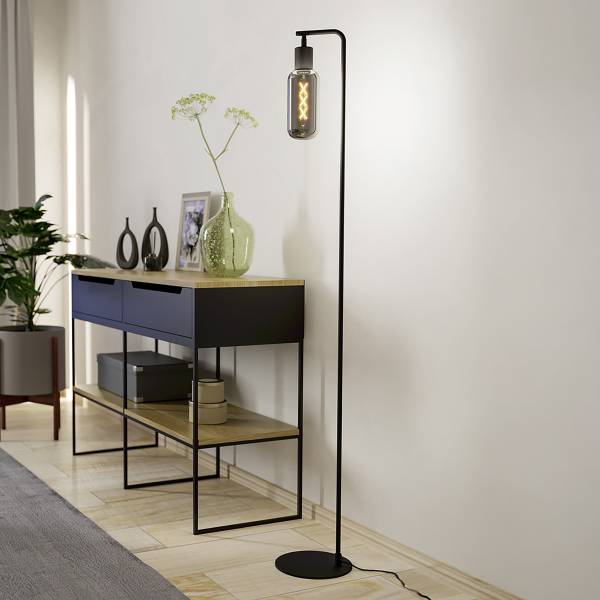 Lampada da terra Maione Acciaio / Vetro fumé - Nero - 1 punto luce
