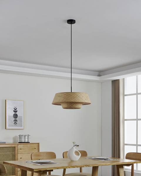 Lampada a sospensione Marford Acciaio / Fibre naturali - Naturale - 1 punto luce