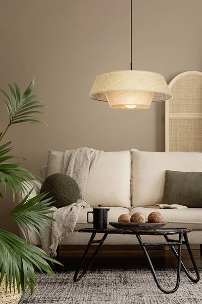 Lampada a sospensione Marford Acciaio / Fibre naturali - Naturale - 1 punto luce