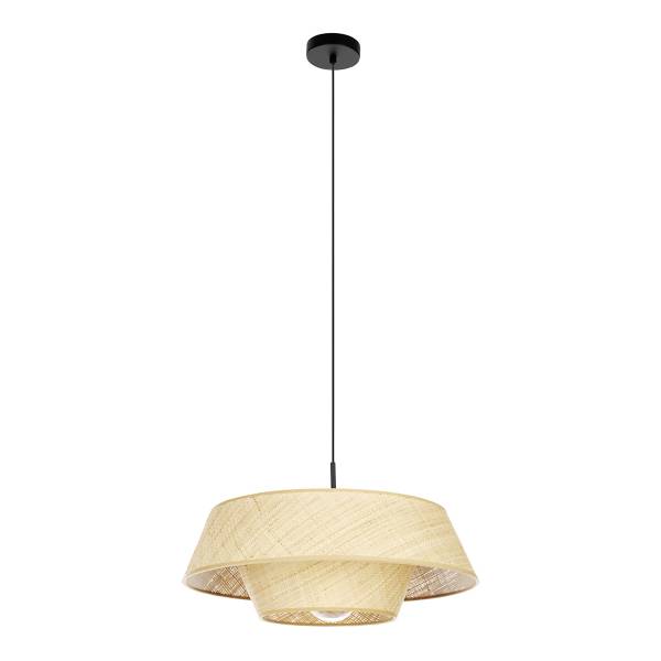 Lampada a sospensione Marford Acciaio / Fibre naturali - Naturale - 1 punto luce