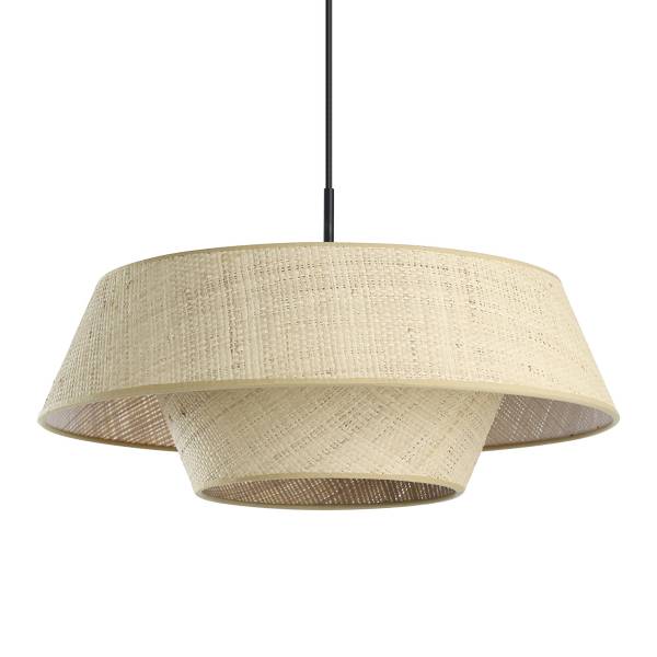 Lampada a sospensione Marford Acciaio / Fibre naturali - Naturale - 1 punto luce