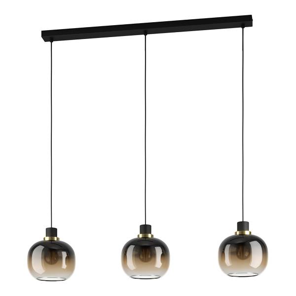Lampada a sospensione Oilella Acciaio / Vetro fumé - Marrone - Numero di lampadine necessarie: 3