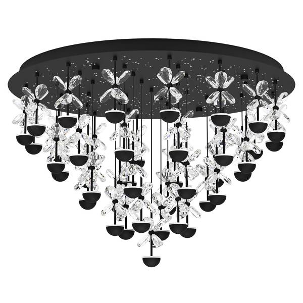 Lampada da soffitto LED Pianopoli 2 Acciaio / Cristallo - Nero - 43 punti luce