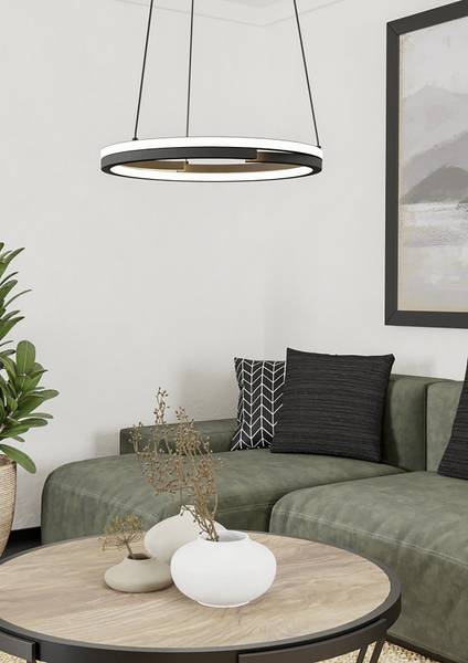 Lampada a sospensione LED Mezzomonte Alluminio / Acciaio - 2 punti luce - Nero / Bianco