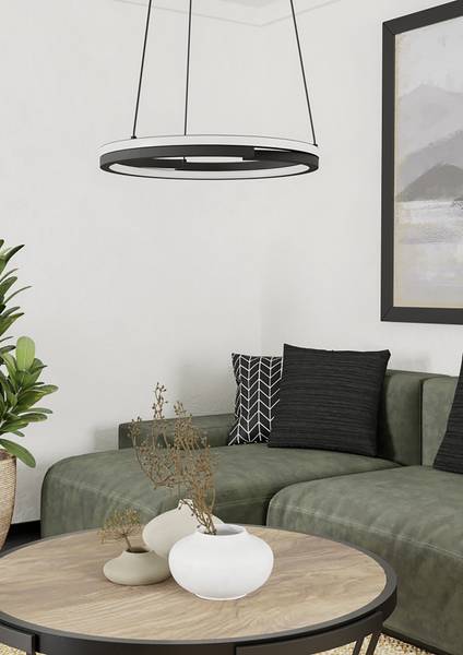 Lampada a sospensione LED Mezzomonte Alluminio / Acciaio - 2 punti luce - Nero / Bianco