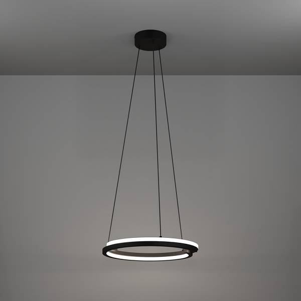 Lampada a sospensione LED Mezzomonte Alluminio / Acciaio - 2 punti luce - Nero / Bianco