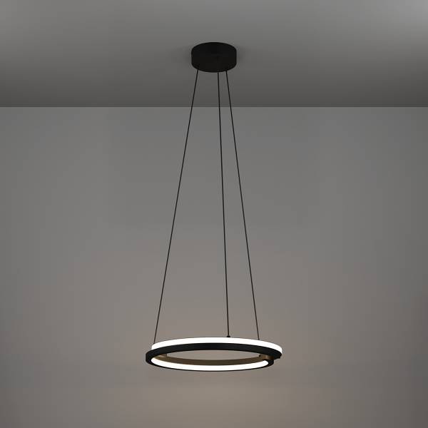 Lampada a sospensione LED Mezzomonte Alluminio / Acciaio - 2 punti luce - Nero / Bianco