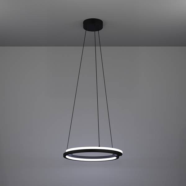 Lampada a sospensione LED Mezzomonte Alluminio / Acciaio - 2 punti luce - Nero / Bianco