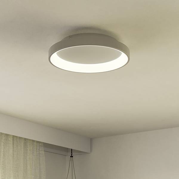 Plafonnier LED Loretello rond acier - 1 lumière - Blanc